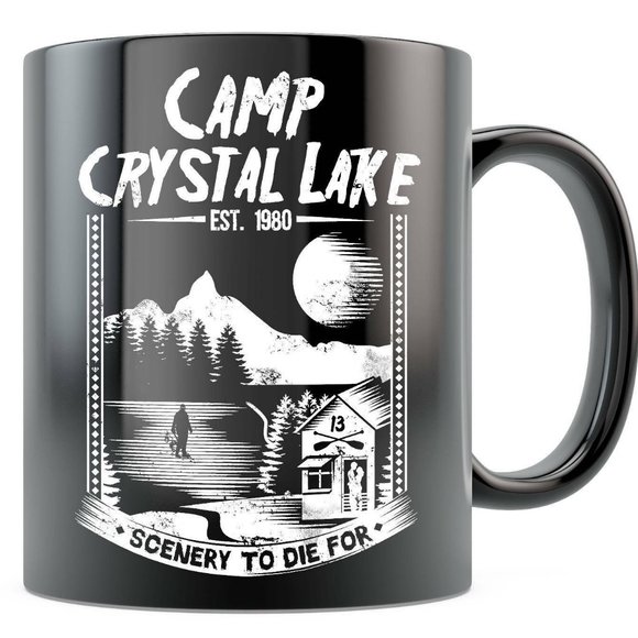Horror Movie Friday The 13th Camp Crystal Lake Ceramic Black Coffee Mug 11oz - Picture 1 of 1